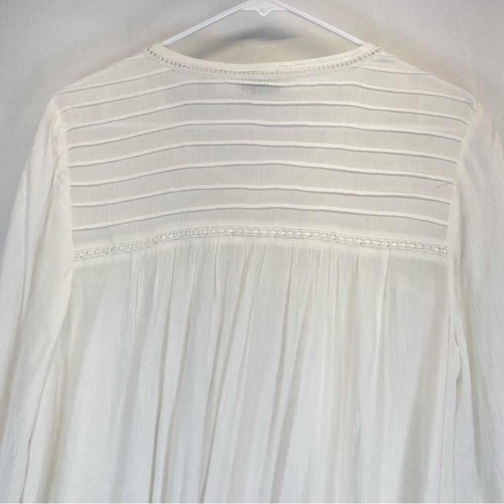 Caffe Marrakesh Top Womens M Button Up Embroidered Ruched Back Long Sleeves - Picture 10 of 16